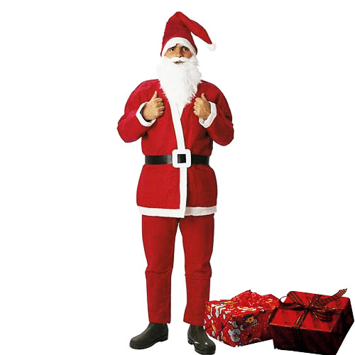 Costume Babbo Natale Uomo Con Cappello Barba Pantalone Giacca 01001